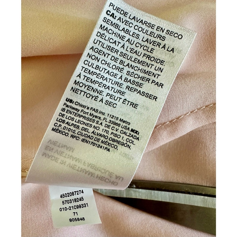 Chico's Pink Silky Satin Popover Blouse sz 0 (Size 4 / Small) - Picture 7 of 7